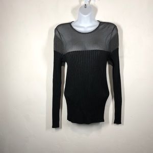 Black ribbed sweater with sheer medium
